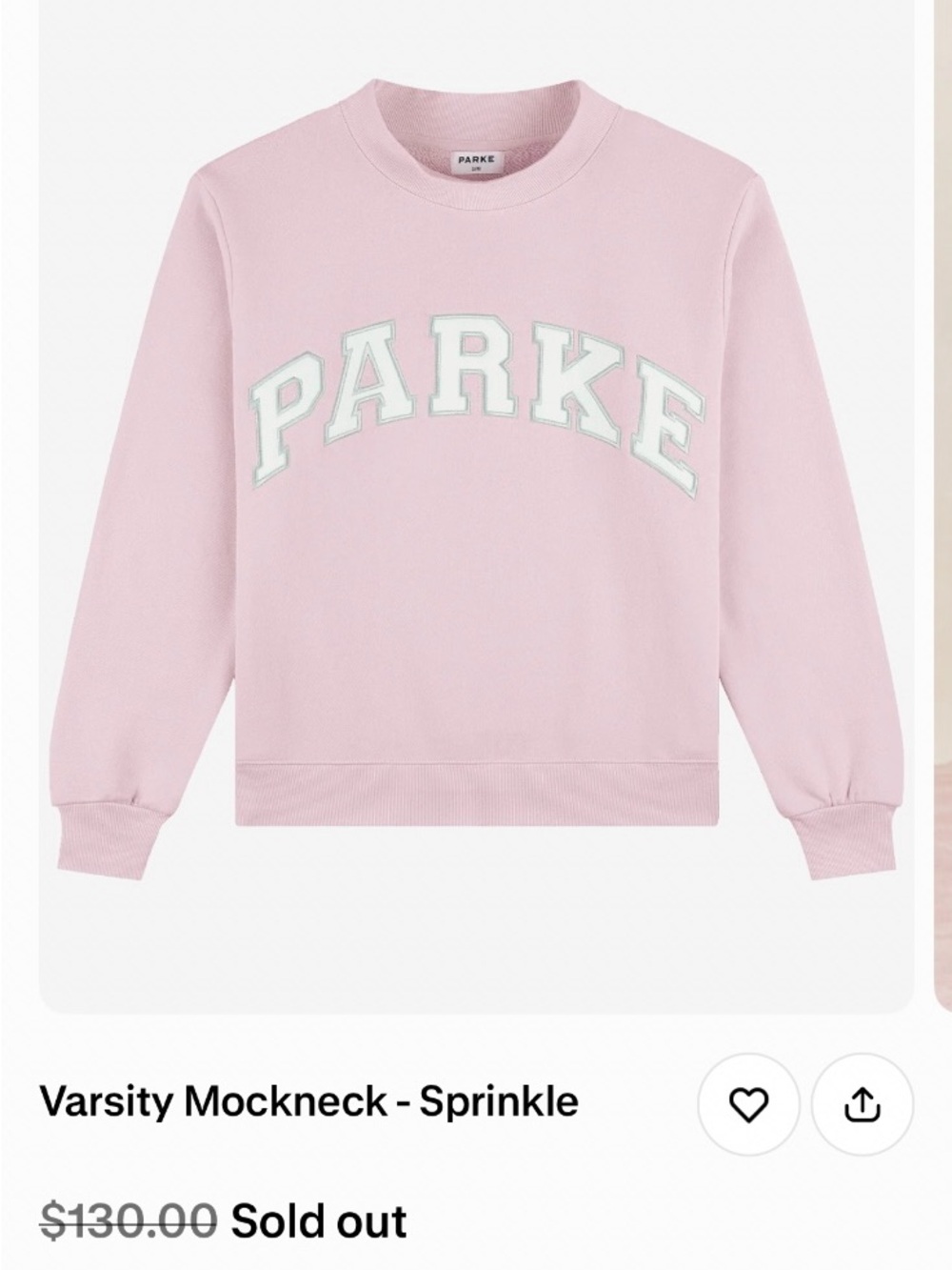 Parke Varsity Mockneck Sweatshirt in Sprinkle Pink